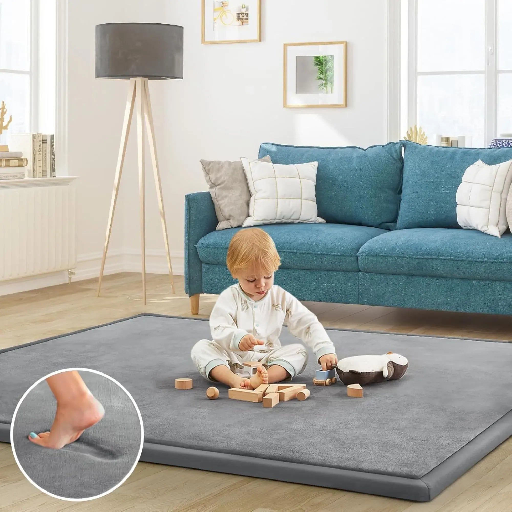 CARLA HOME Baby Play Mat 150x200cm, Thick Foam Crawling Mat, Infants, Grey